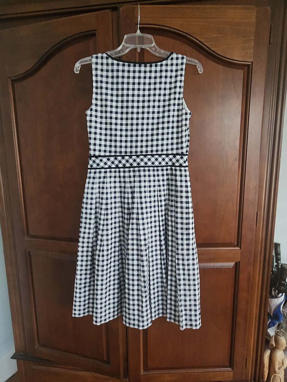 Talbots Black and White Gingham Sleeveless Midi Dress - Picture 3 of 3